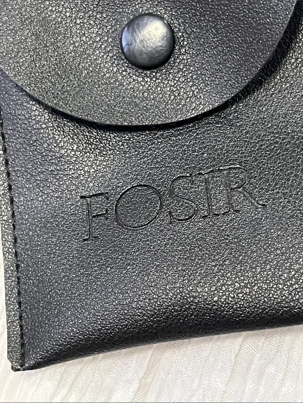 Oster Black Leather Mini Crossbody Pouch with Silver Chain